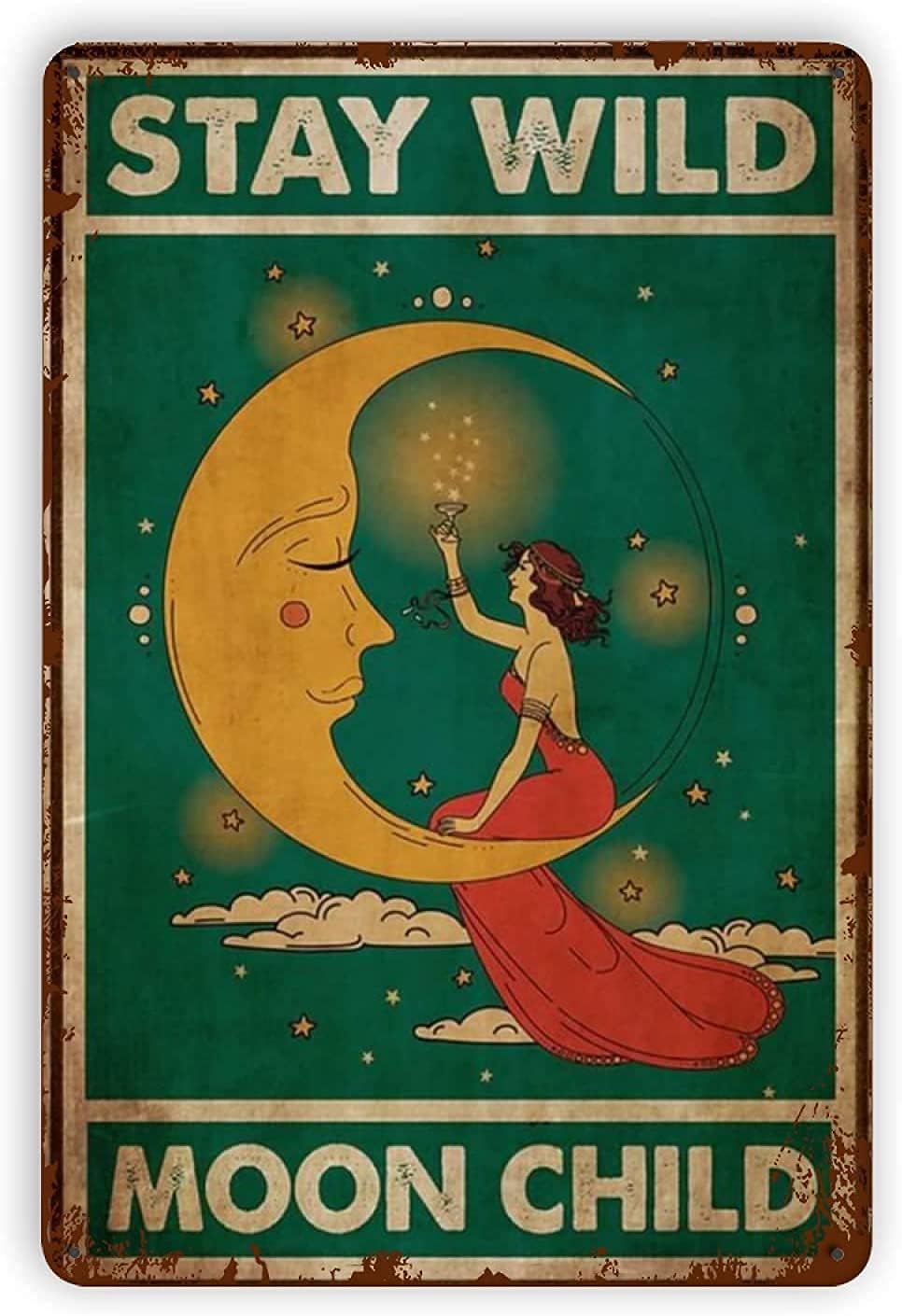 Home Bar And Restaurant - Papan Logam Hiasan Dinding Vintage Moon