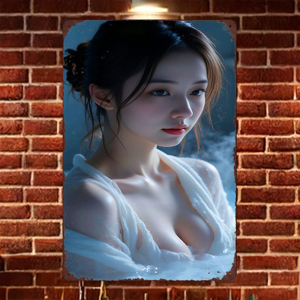 Home Bar Cafe - Tanda Logam 2D Vintage Gadis Asia