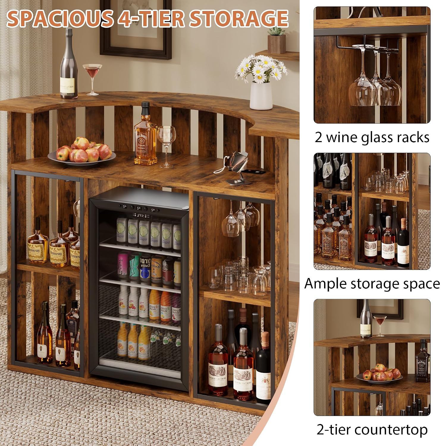 Lemari Bar Kayu Rustic, Mini B - Home Bar And Fridge ulasan dan harga